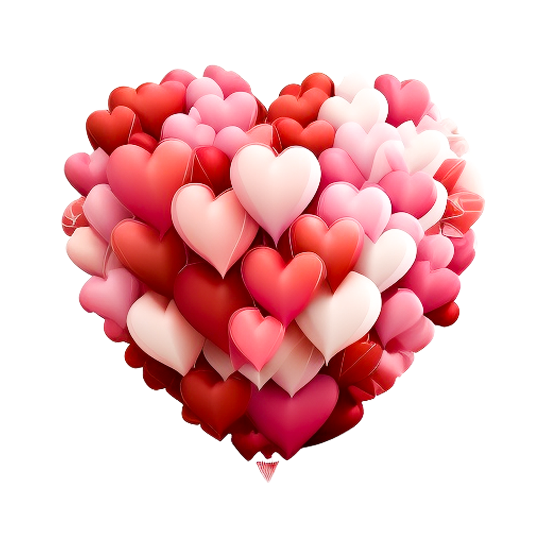 Cute Red Pink Heart Balloons Bunch Lovely 3d Heart Hd PNG Images