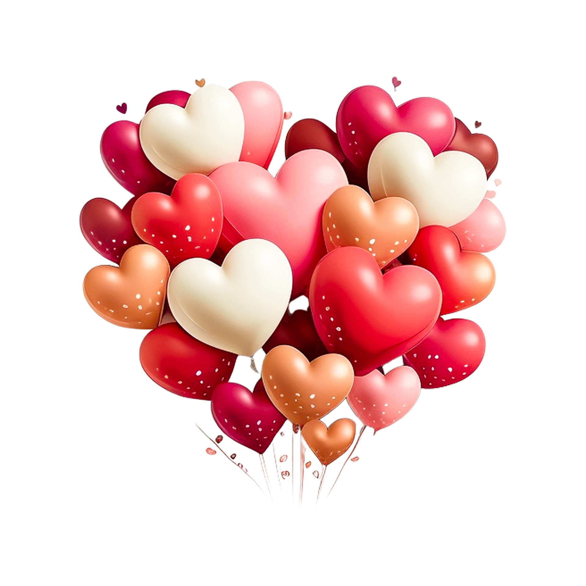 Cute Red Pink Heart Balloons Bunch Lovely 3d Heart Hd PNG Images