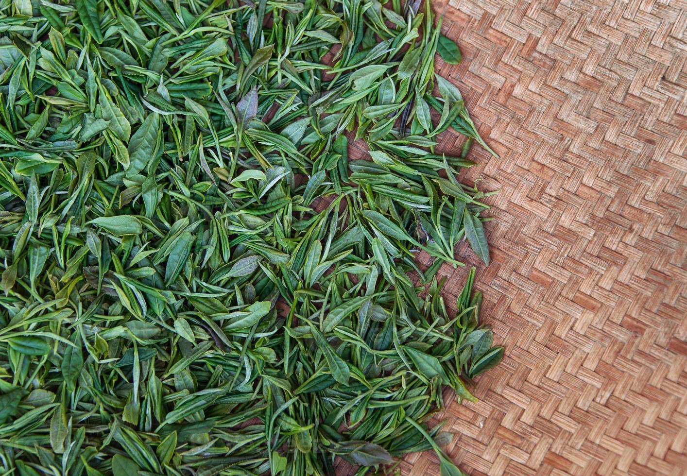 tea leaves in the weaving basket photo