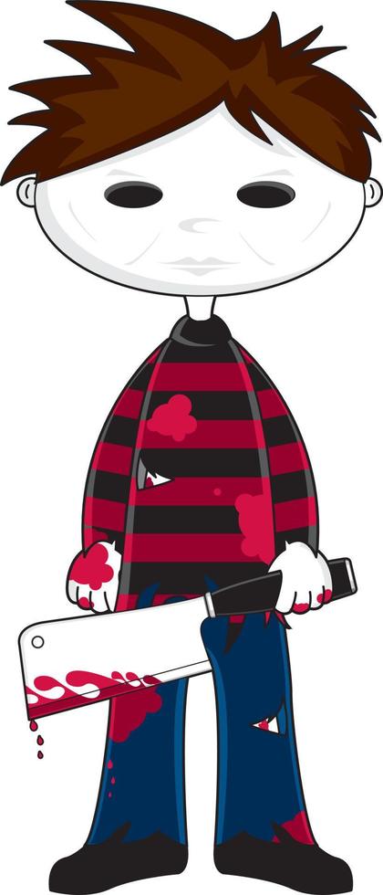Cartoon Scary Masked Slasher Killer - Spooky Halloween Monster Illustration vector