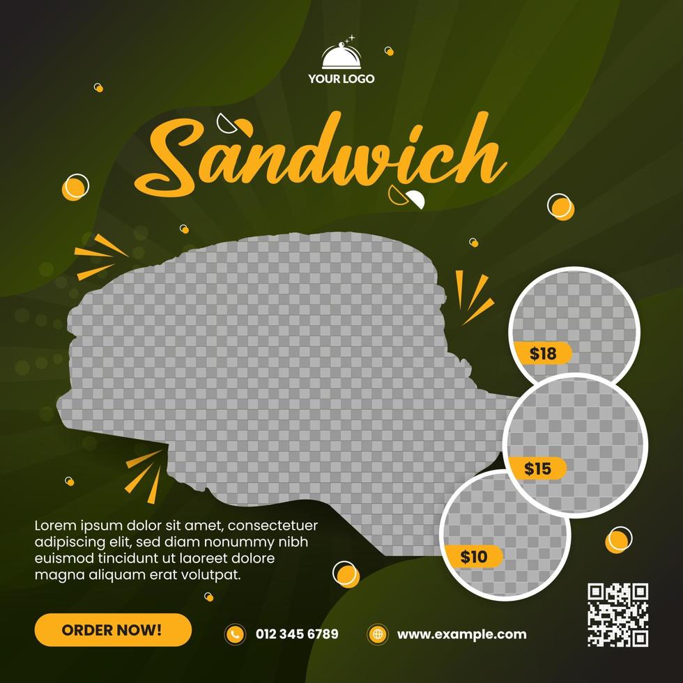 Sandwich food poster template vector