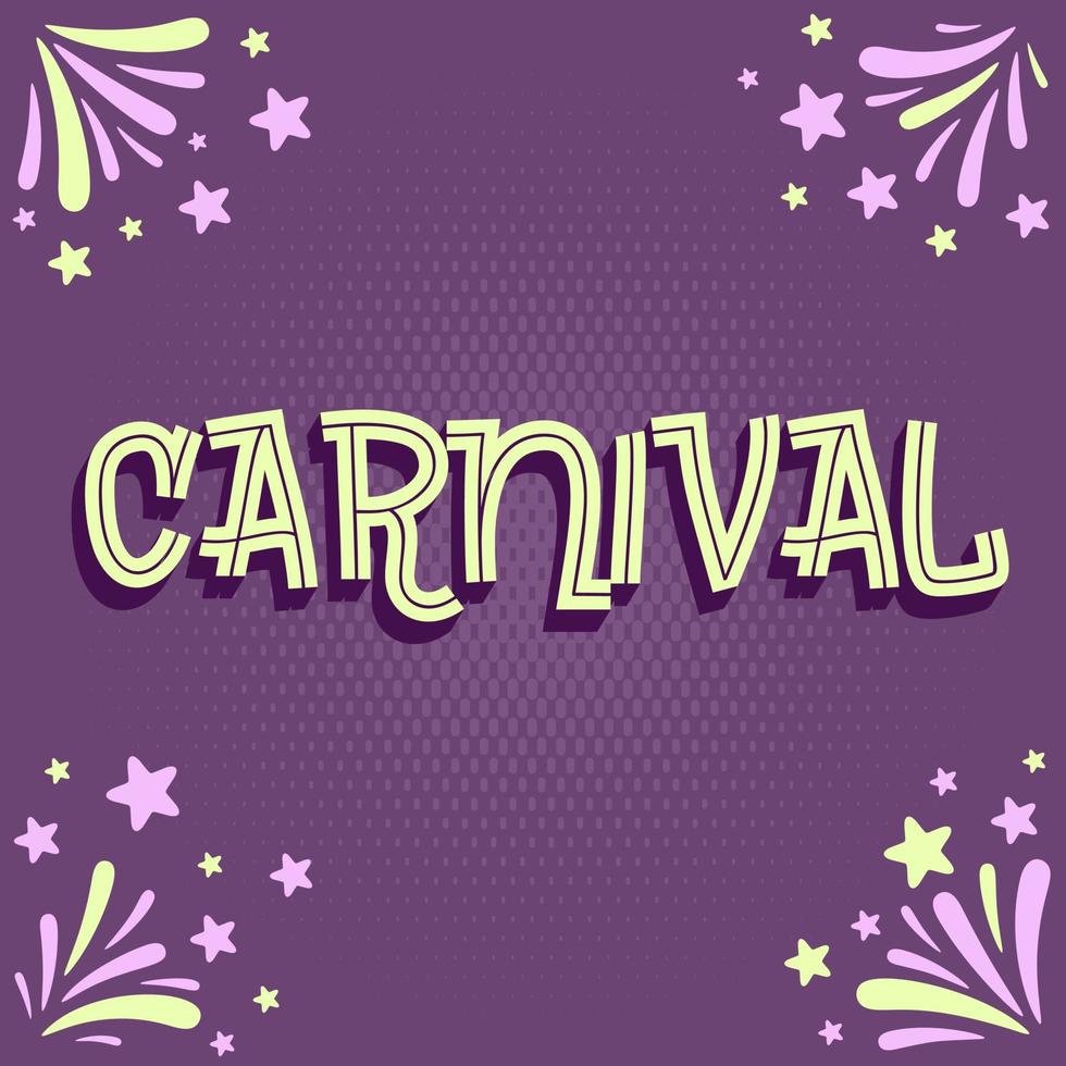 Carnival Card or Banner With Typography Design of Popular Event in Brazil. Mardi Gras Theme With Colorful Party Elements. Travel destination. Five colours vector