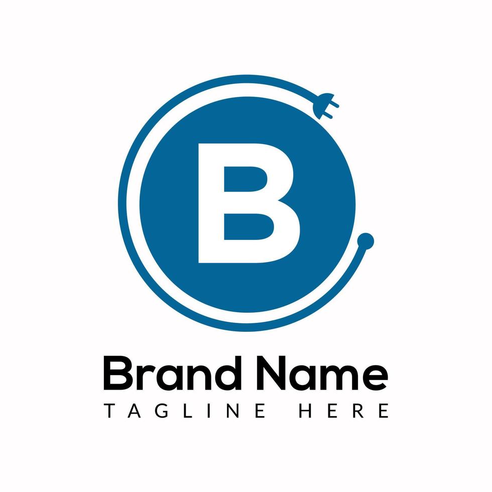 Socket Template On B Letter. Socket Logo Design Concept vector