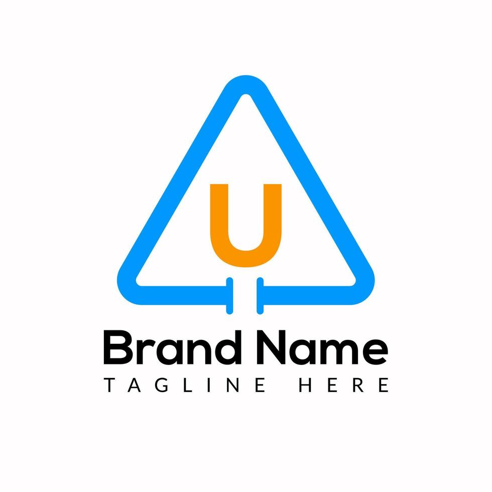 Plumbing Template On U Letter. Plumbing Logo Design Concept vector