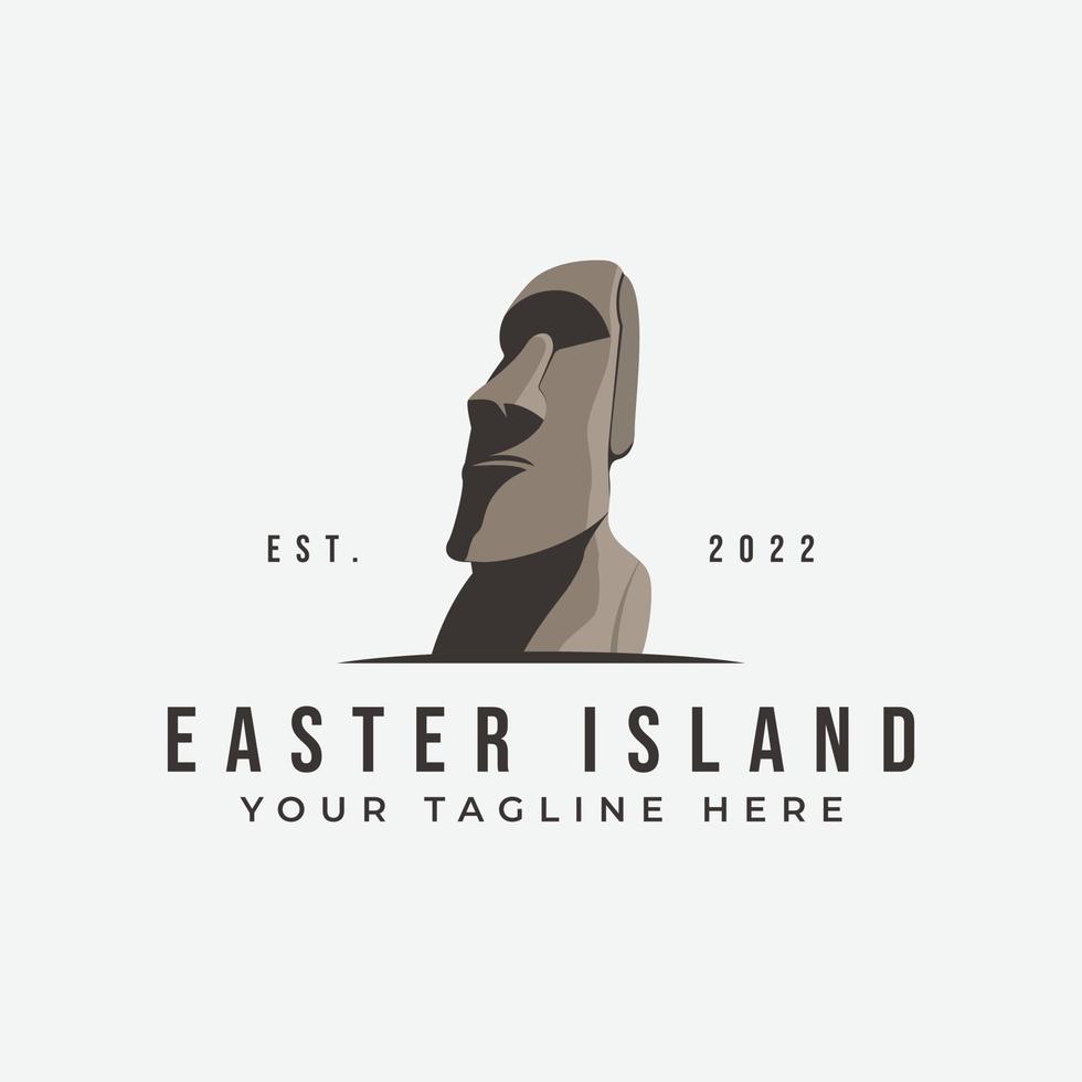 Moai logo, stone monolithic statues on Easter Island in the Pacific Ocean. vector