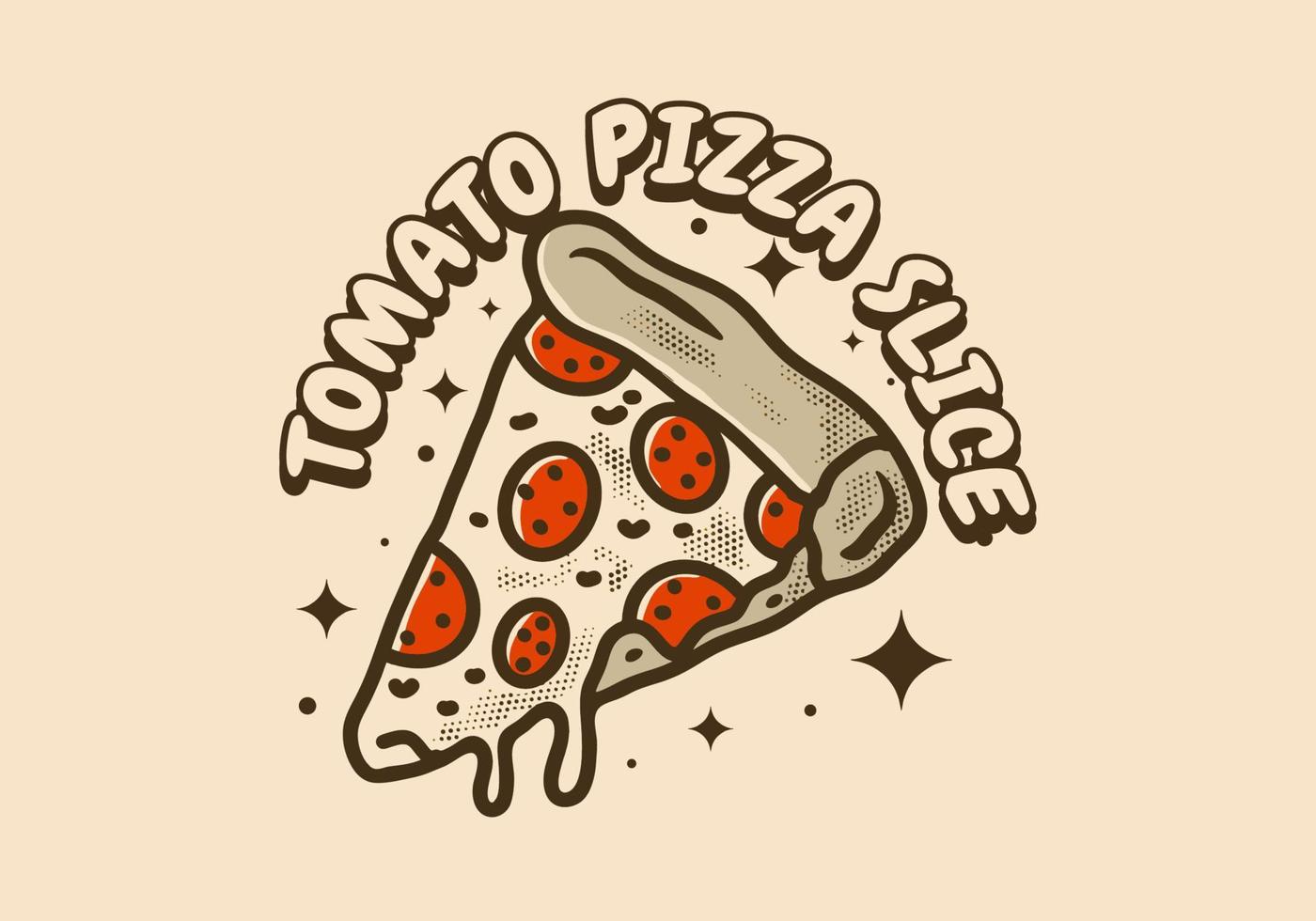 Clásico Arte ilustración de tomate Pizza rebanada vector