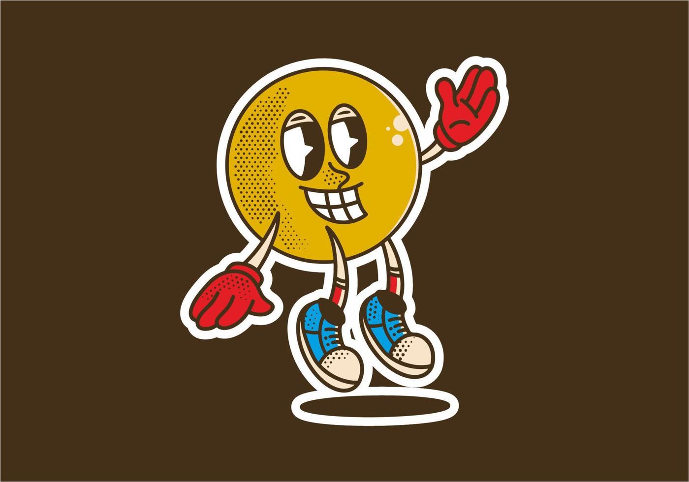 Mascot character sticker of ball head with happy face vector