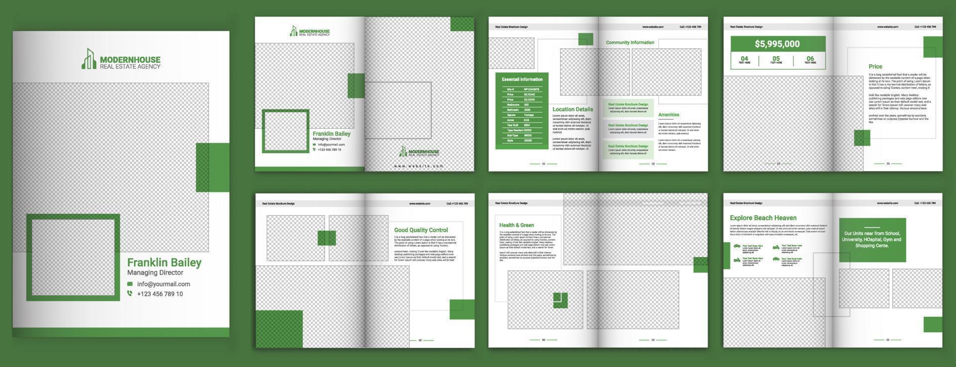 sencillo verde empresa perfil folleto diseño folleto modelo diseño diseño, mínimo multi página negocio folleto modelo diseño, anual informe, corporativo empresa perfil, editable modelo diseño vector