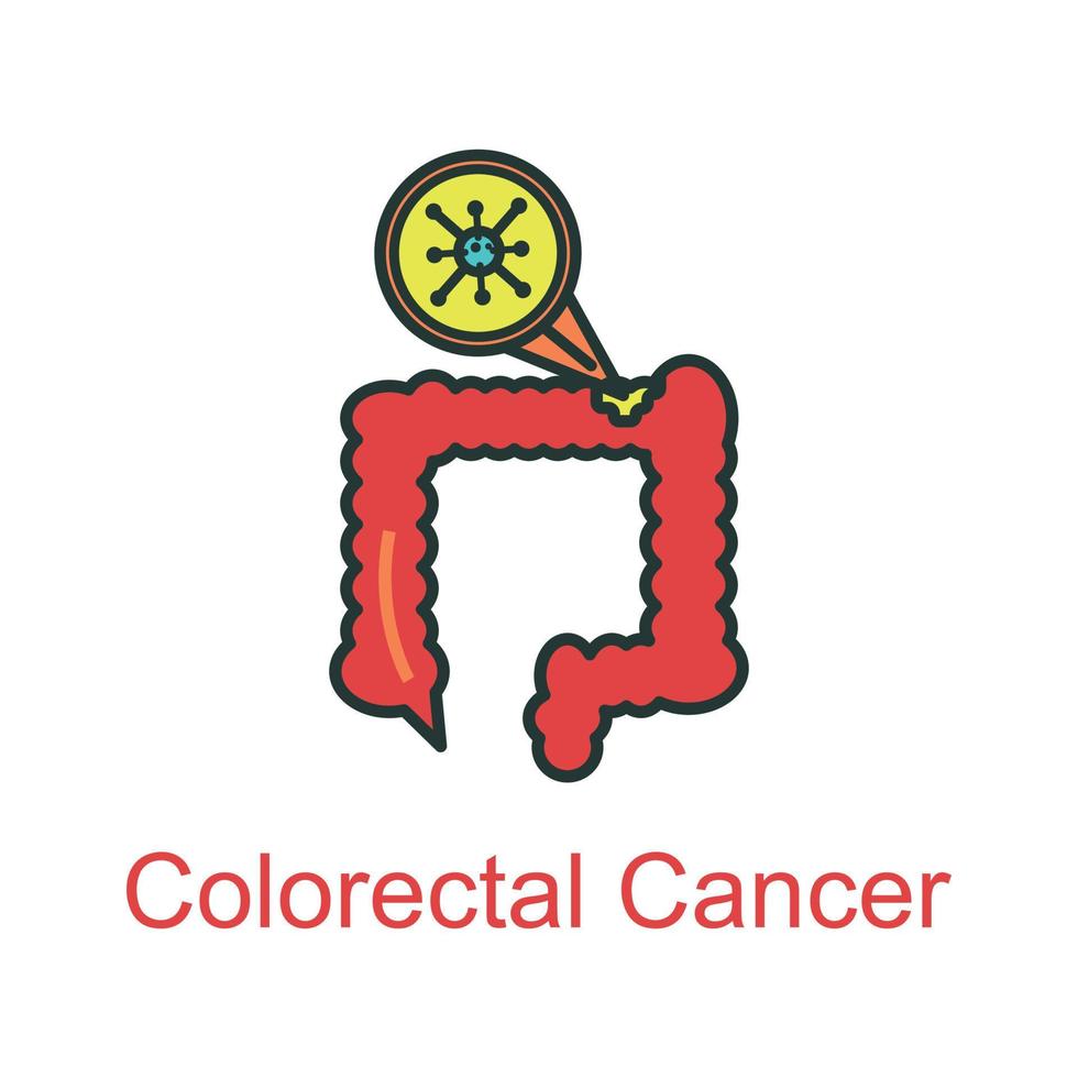 colorectral cancer icon flat color vector