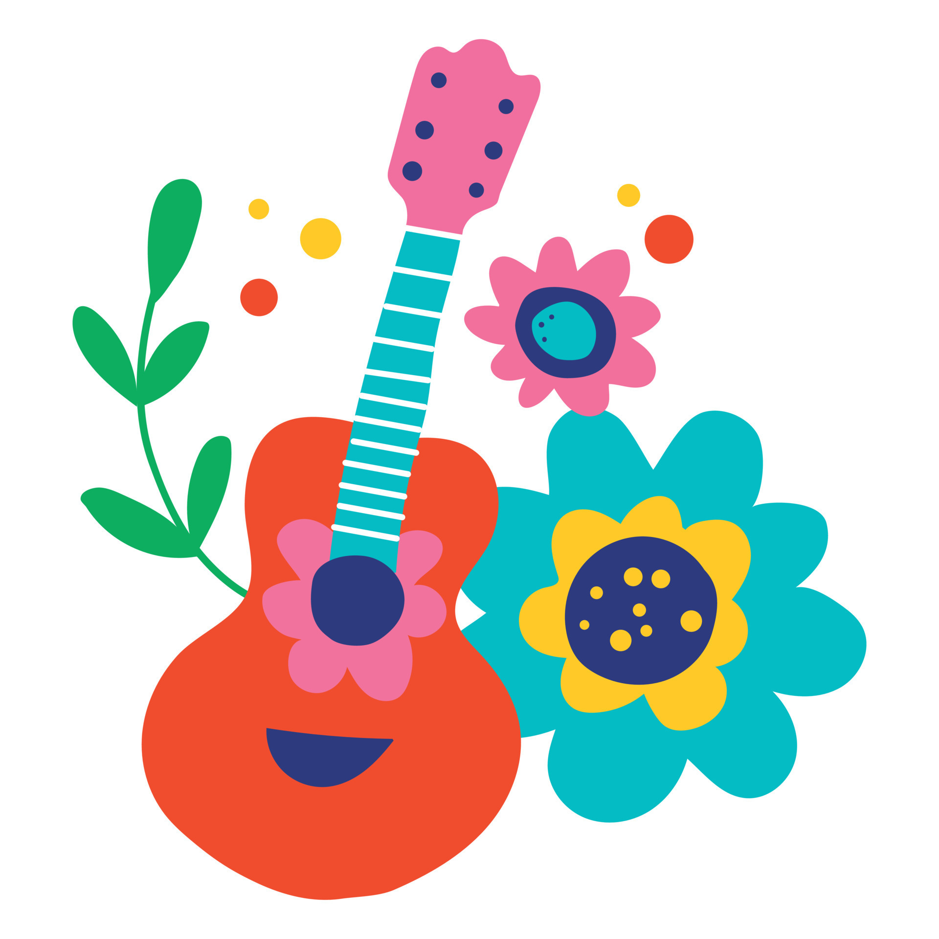 Guitar And Flowers Flat 21914704 Vector Art at Vecteezy