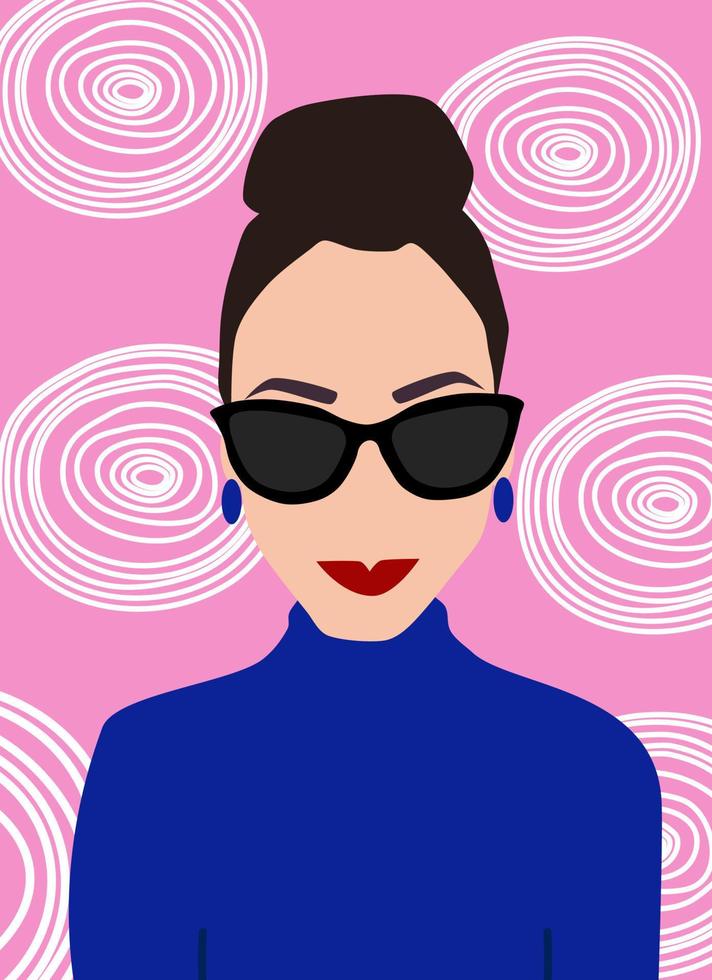 hermosa resumen boho hembra retrato moderno de moda vector póster ilustración con mano dibujado geométrico formas antecedentes