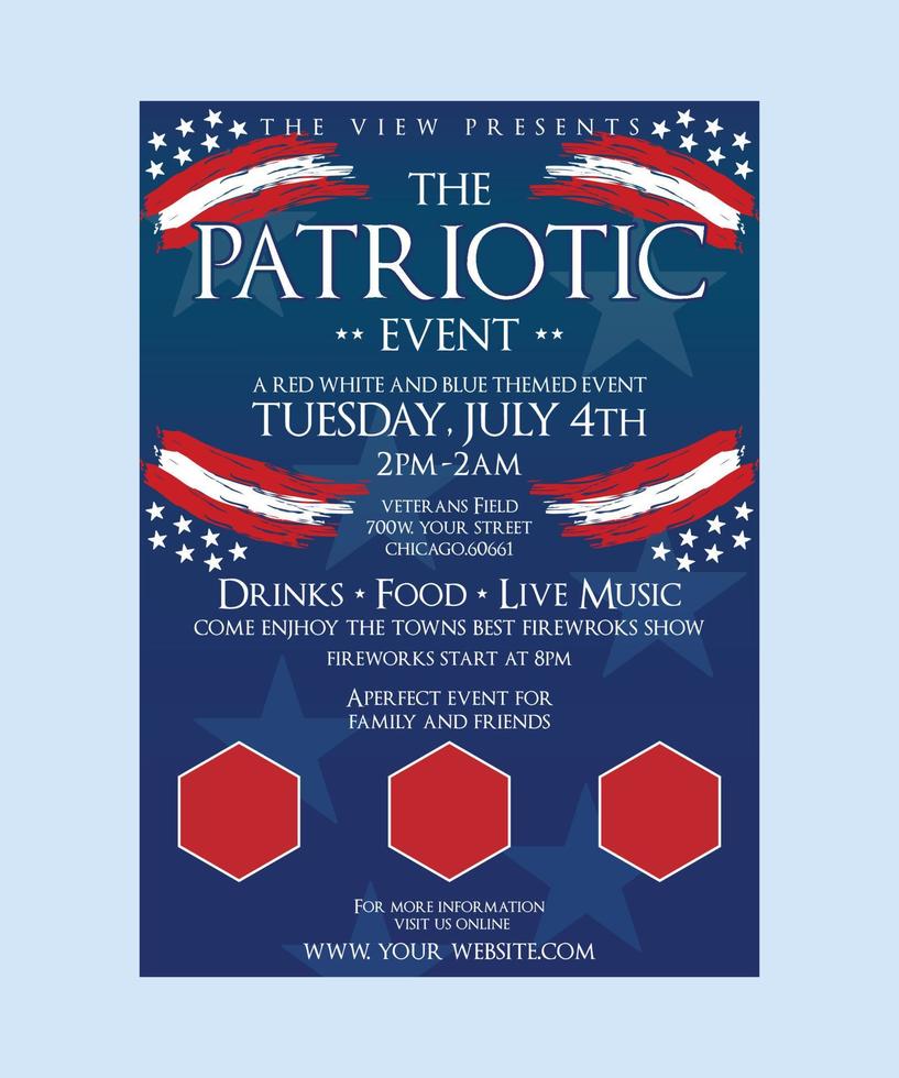 Patriotic 4th Of July Flyer Template - USA Independence day flyer vector