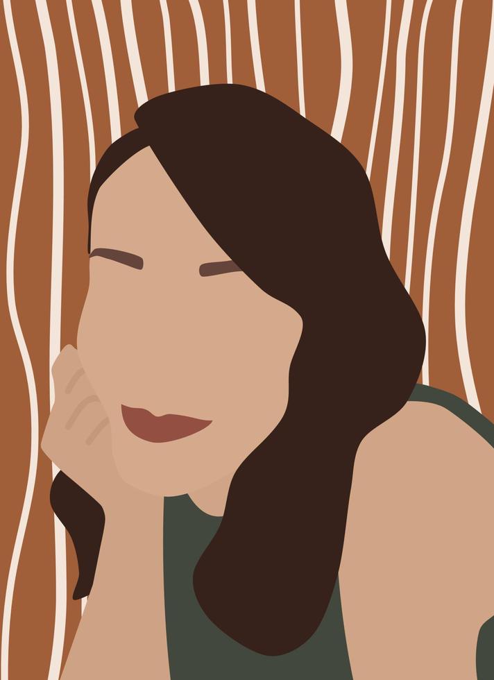 hermosa resumen boho hembra retrato moderno de moda vector póster ilustración