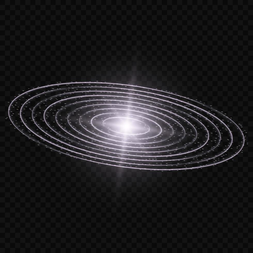 glow vector light effect, galaxy with planet orbit circles shining halo