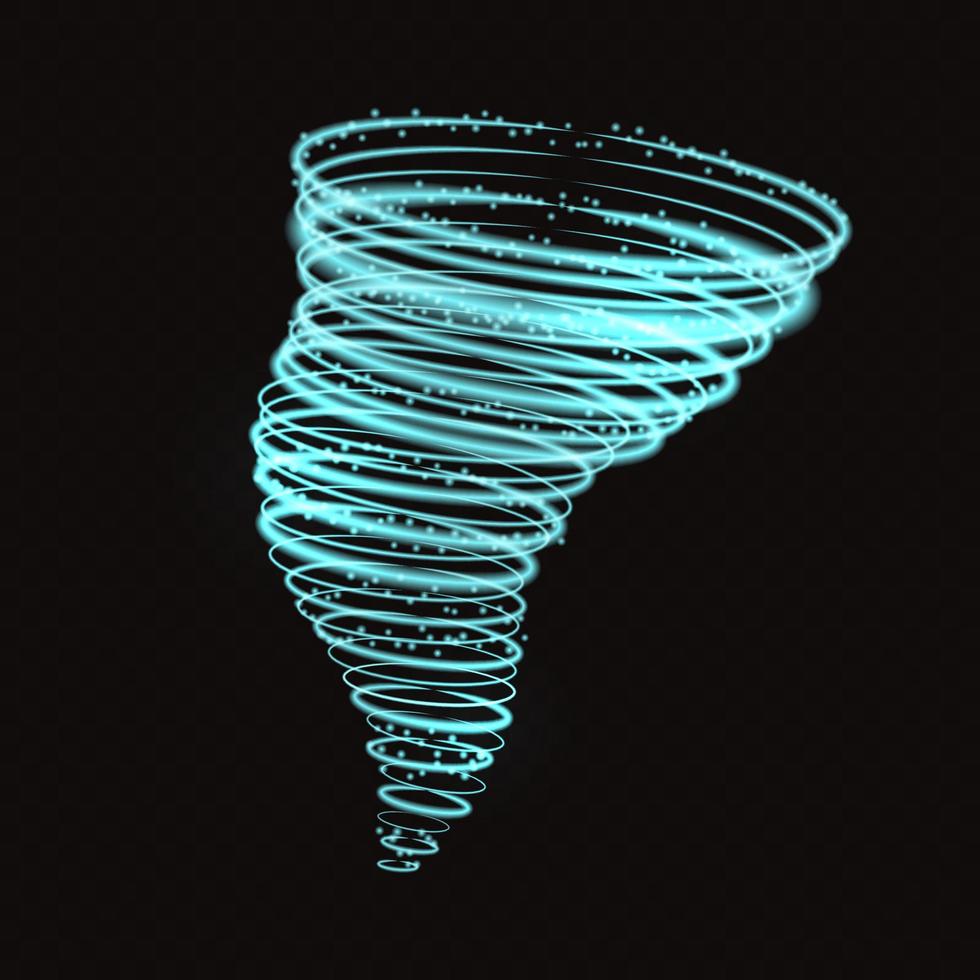 Light hurricane effect. Vector glowing tornado
