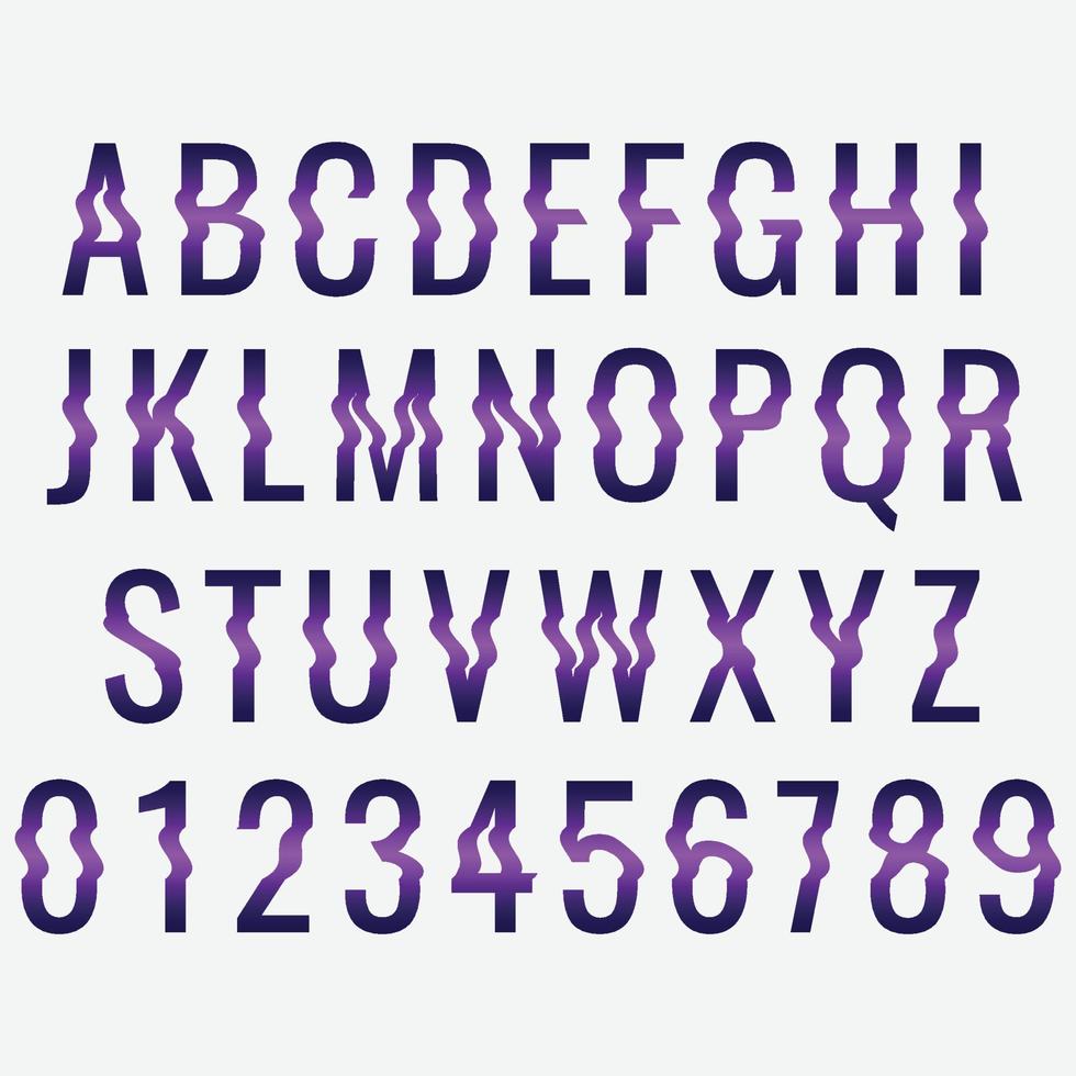 Glitch distortion typeface. vector