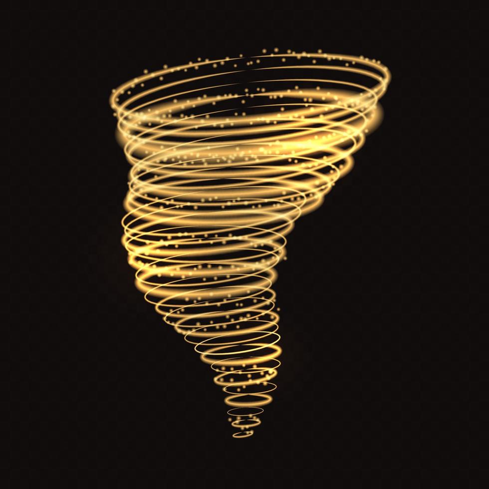 Light hurricane effect. Vector glowing tornado