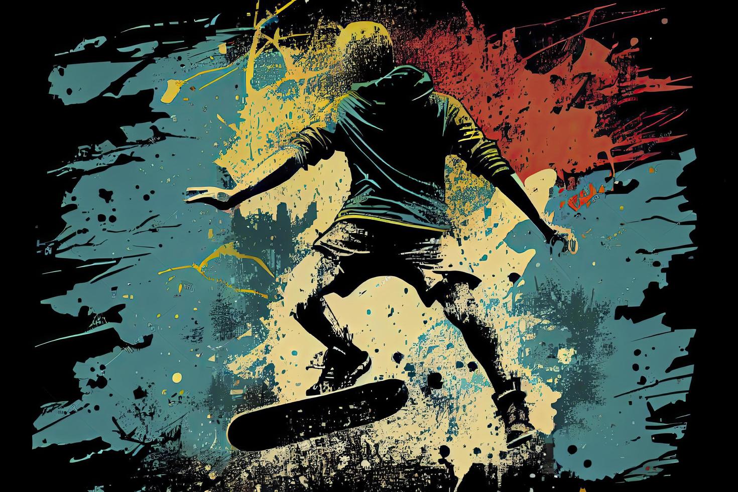 Skateboarding background. Extreme sports vector illustration with guy man skater photo