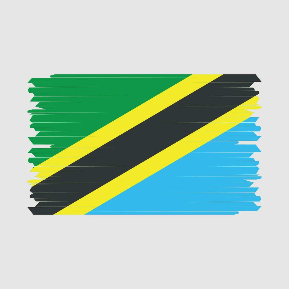 vector de pincel de bandera de tanzania