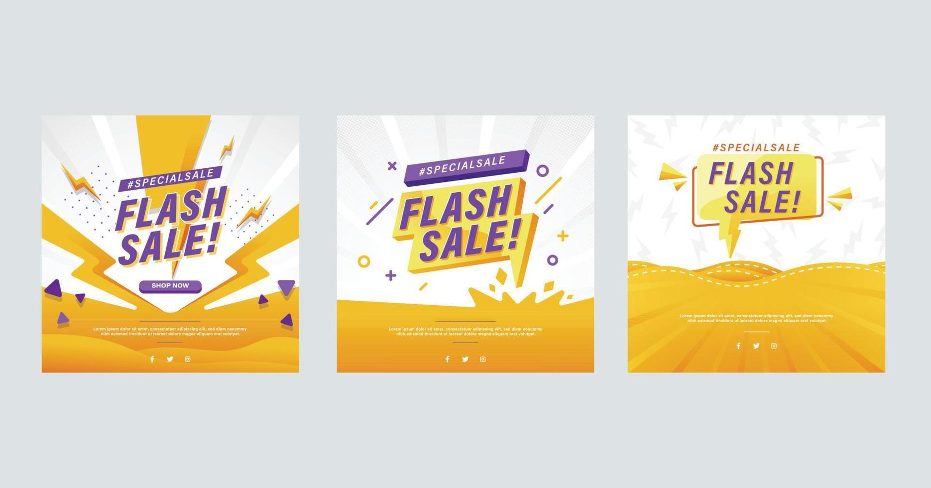 flash sale promotion layout yellow style bannder vector