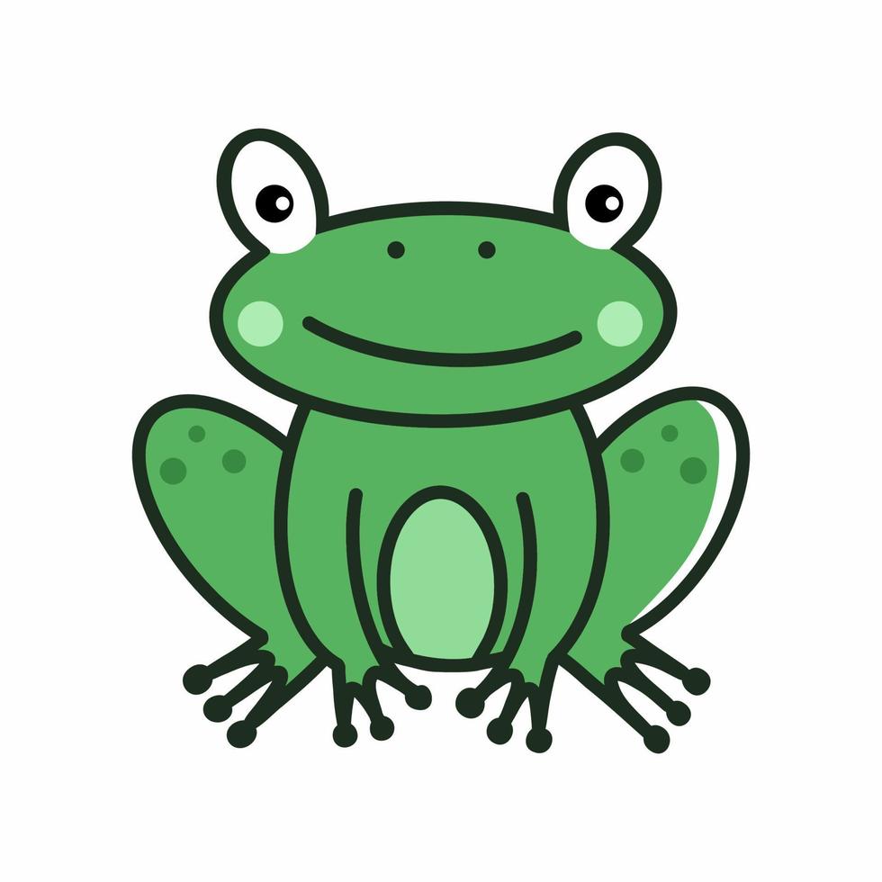 Cute frog on  white background. Illustration for children. Animal sketch. vector