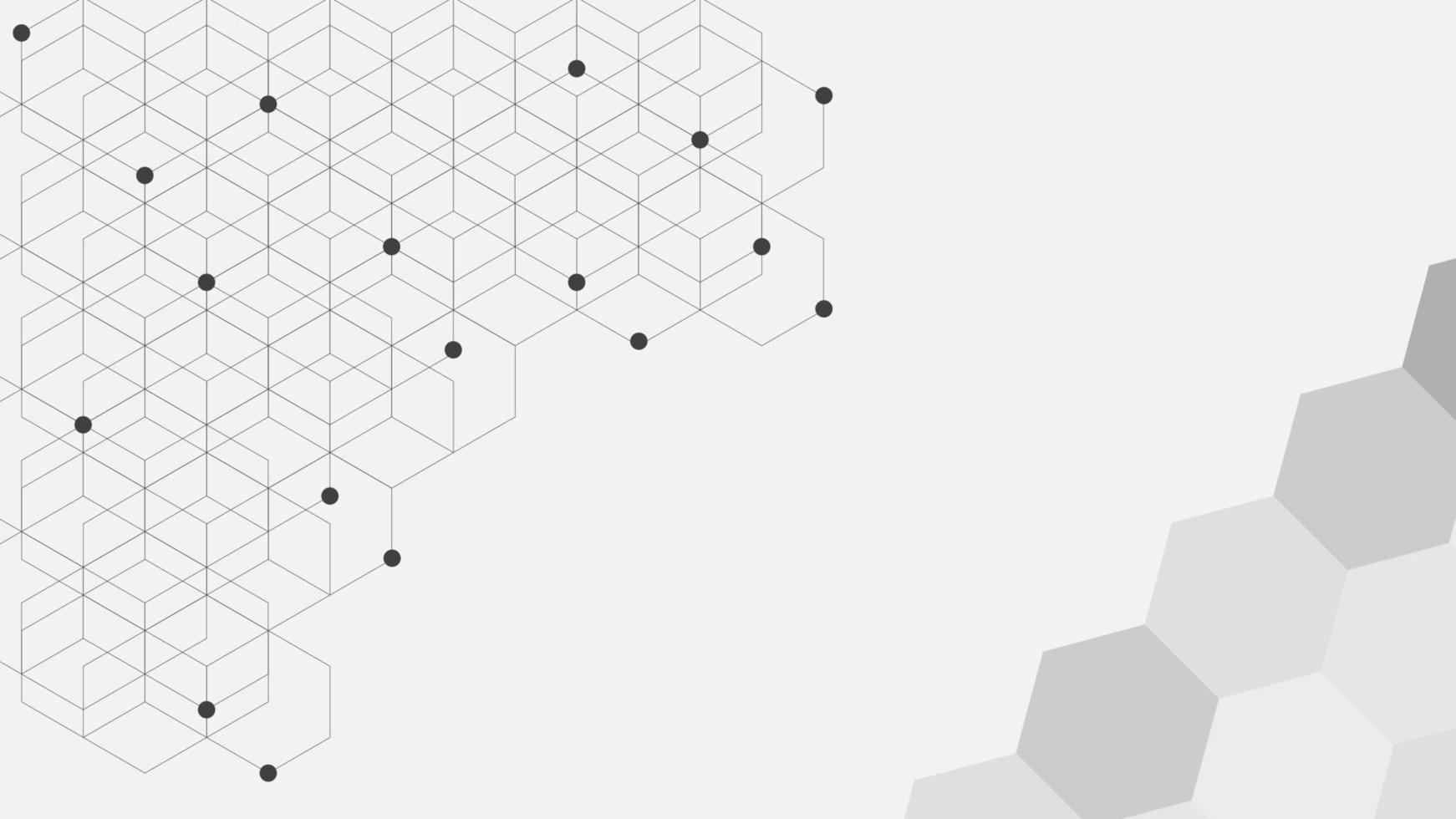 Geometric shapes and hexagonal with particle on gray background. White technology backdrop concept. Vector illustration.