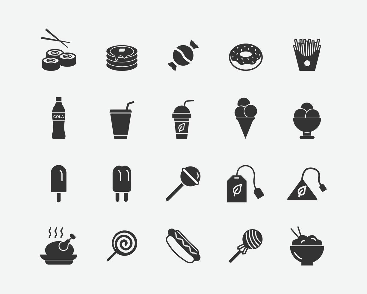 conjunto de comida icono vector ilustración. comida y cocinando. minimalismo vector símbolos