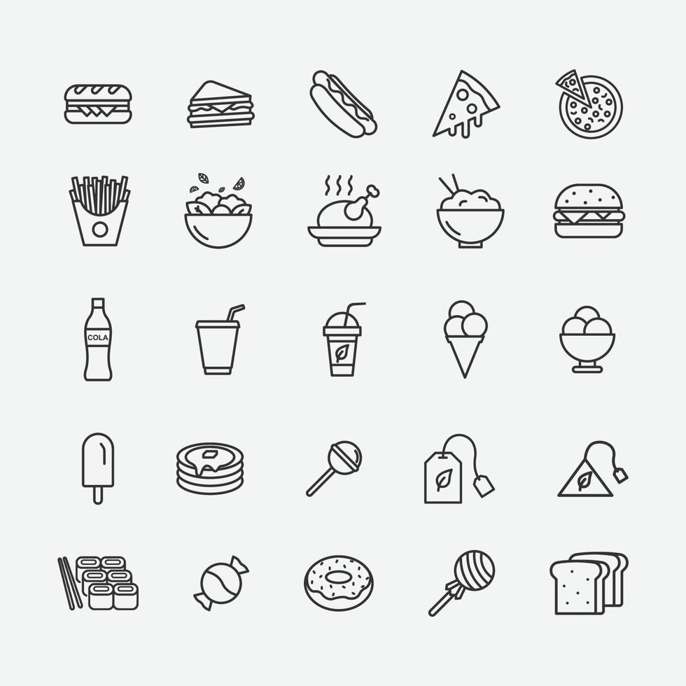 Set of food icon vector illustration. Food and cooking. Minimalism vector symbols
