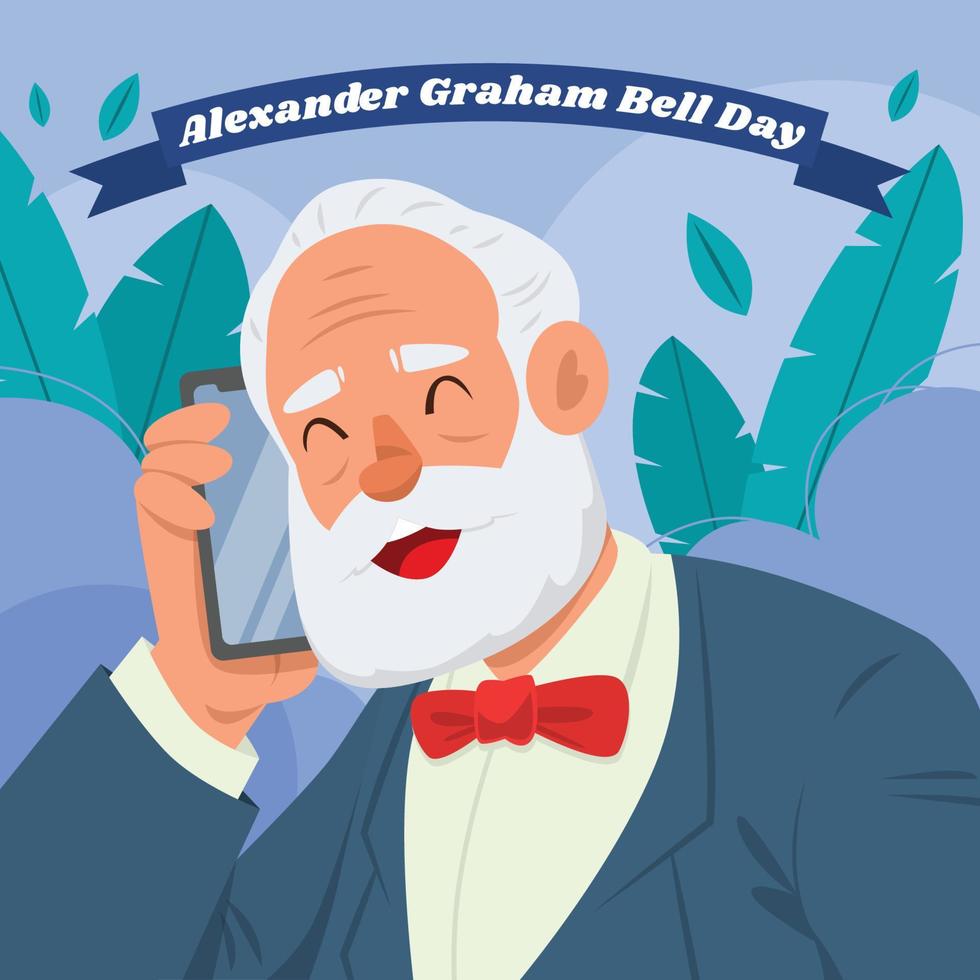 Alexander Graham Bell Make A Phone Call vector