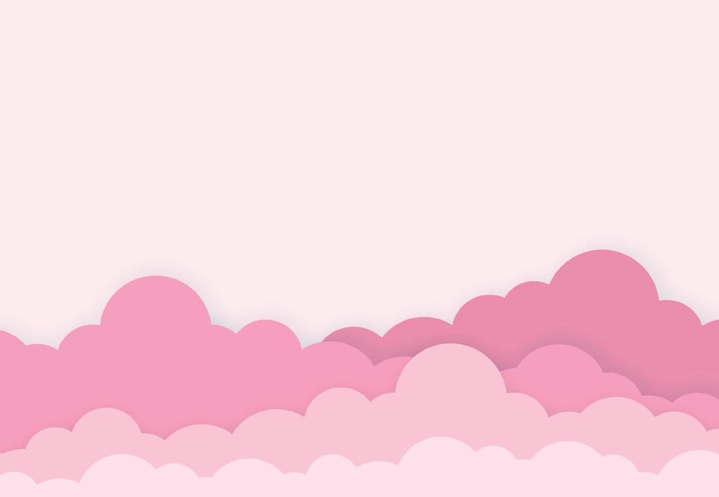 Pink sky with clouds for poster, presentation, website design concept blank space for text. Vector illustration