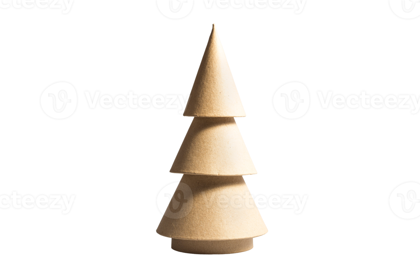 Beige wooden christmas tree decor isolated on a transparent background png