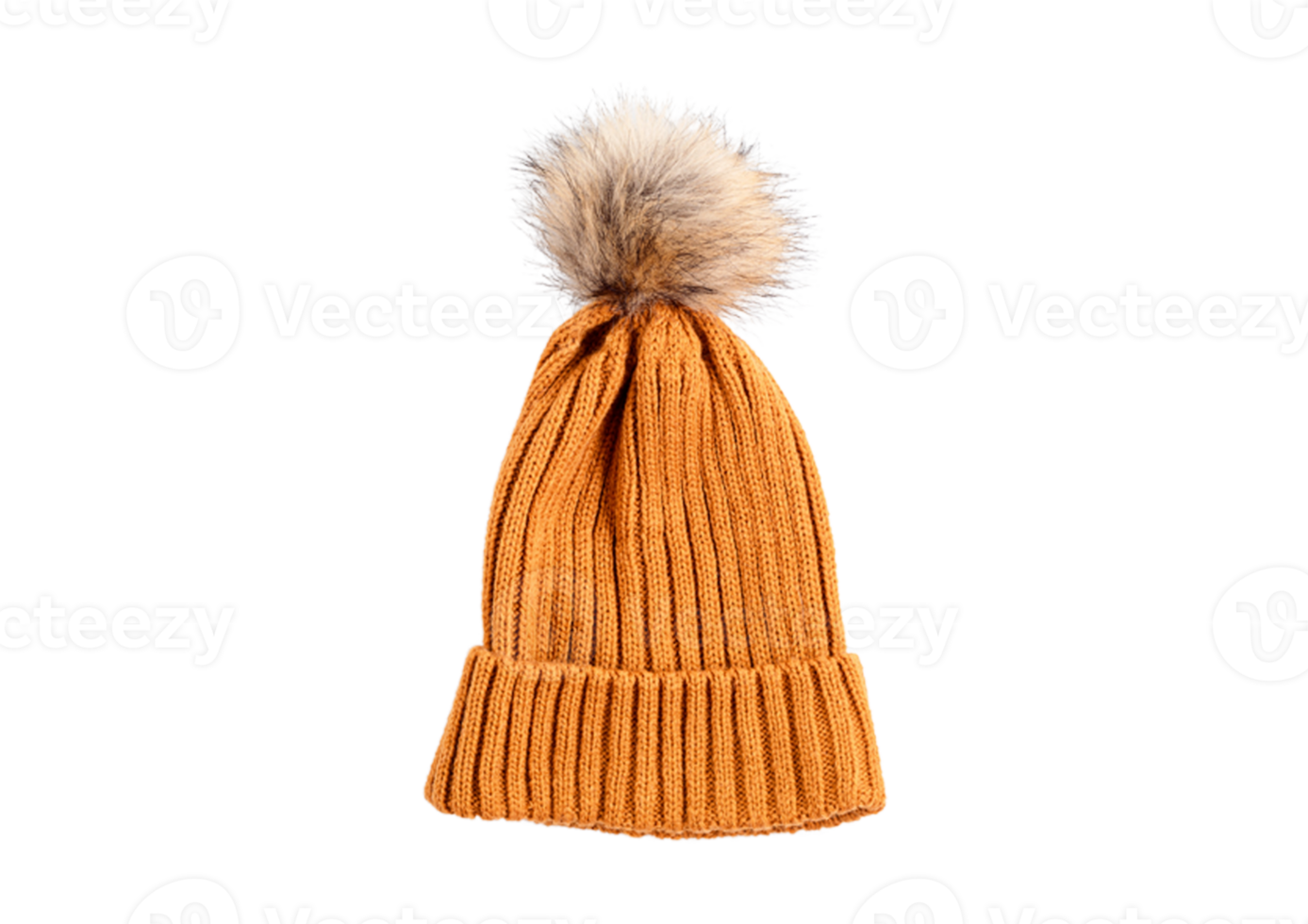 Orange beanie hat isolated on a transparent background png