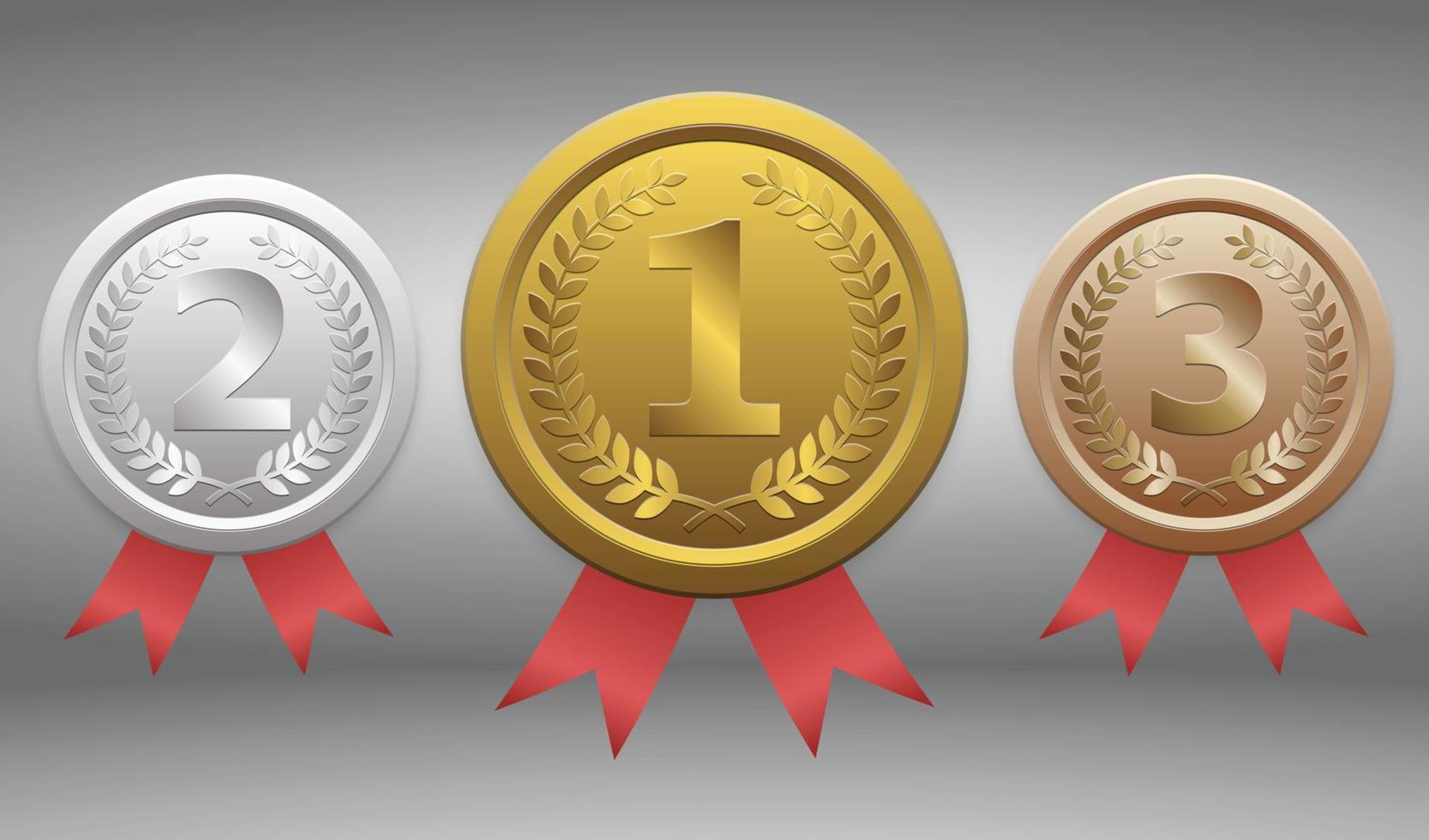 Champion gold, silver and bronze award vector