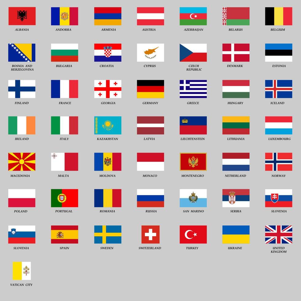 set of all Europe flags vector