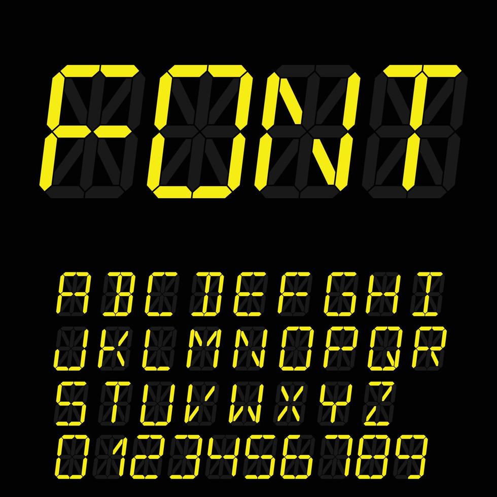 digital font sign. Retro alphabet vector