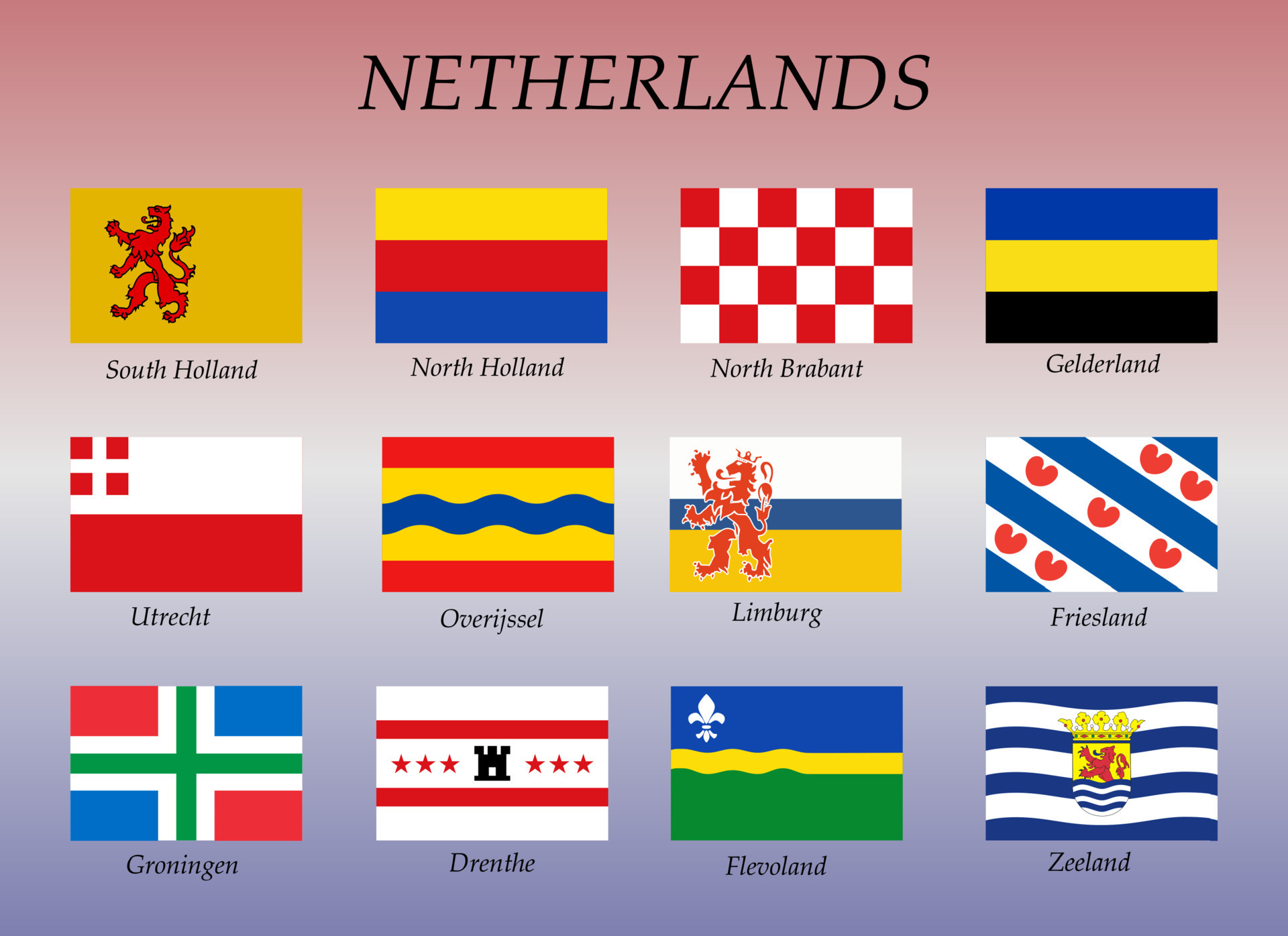 all flags of the Netherlands regions 21917055 Vector Art at Vecteezy