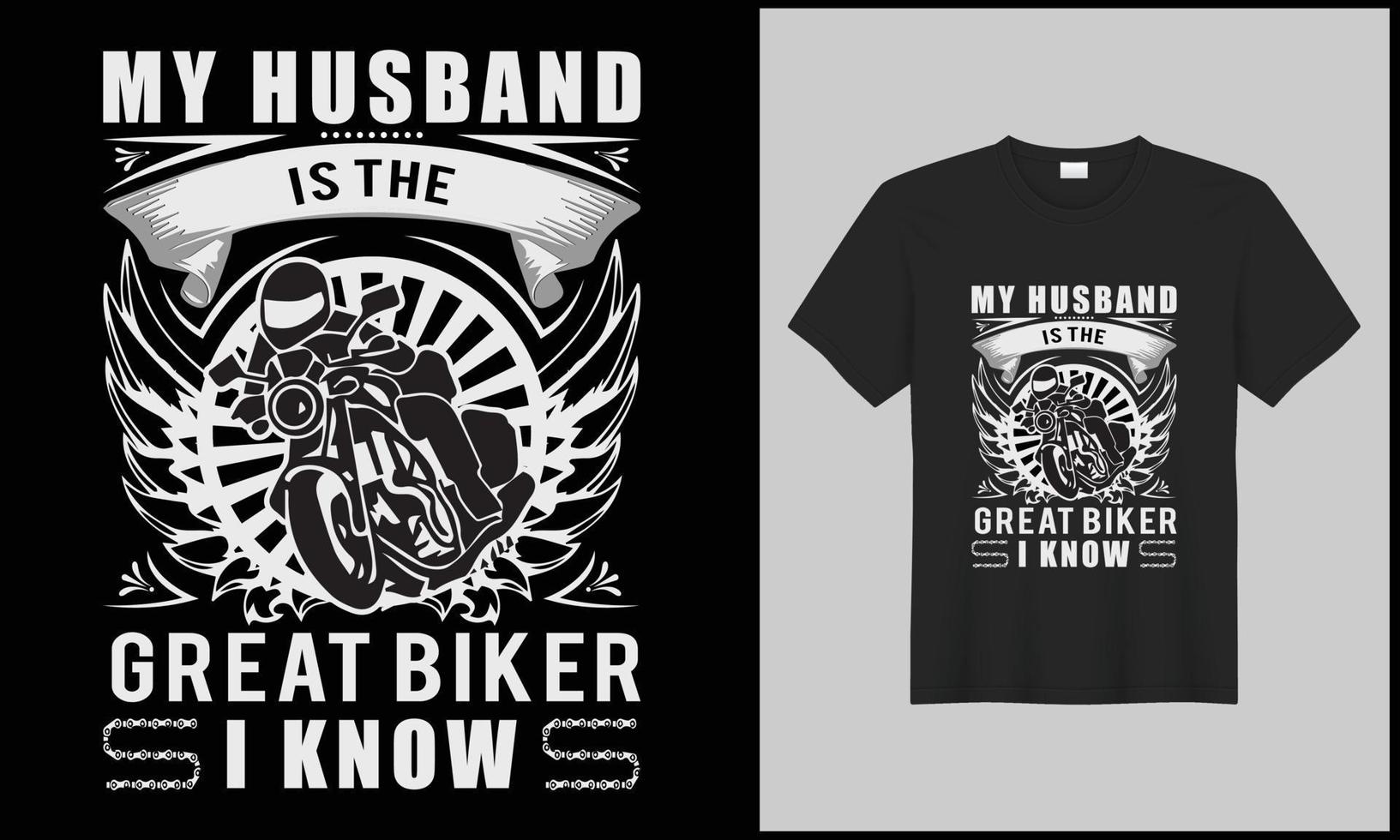motorista t camisa diseño mi marido es el genial motorista yo saber ilustración bicicleta hombre vector diseño