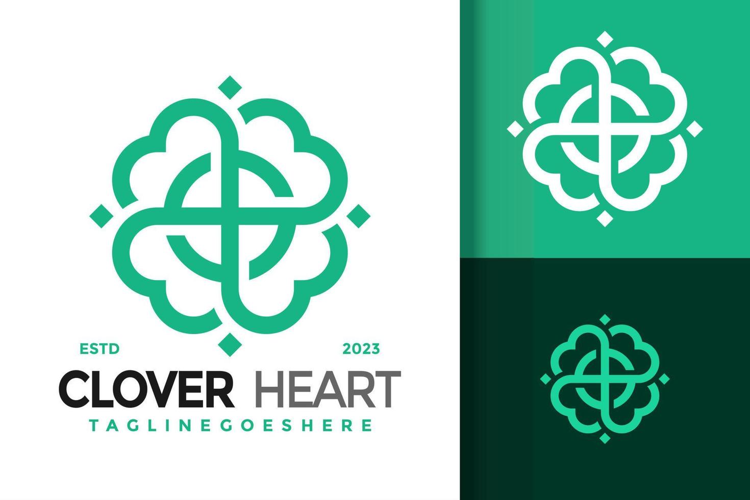 Nature clover heart logo vector icon illustration
