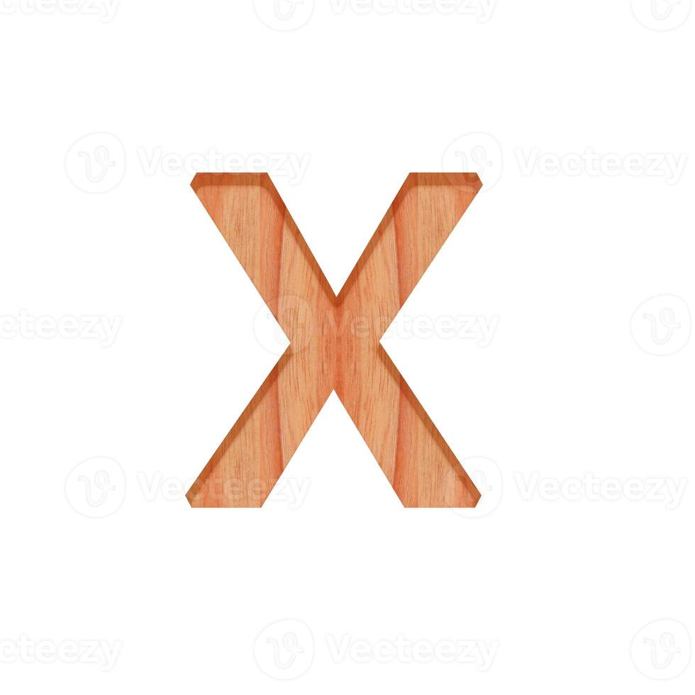 alfabeto pequeño de madera antiguo. minúsculas letra modelo hermosa 3d aislado en blanco antecedentes diseño consonante X foto