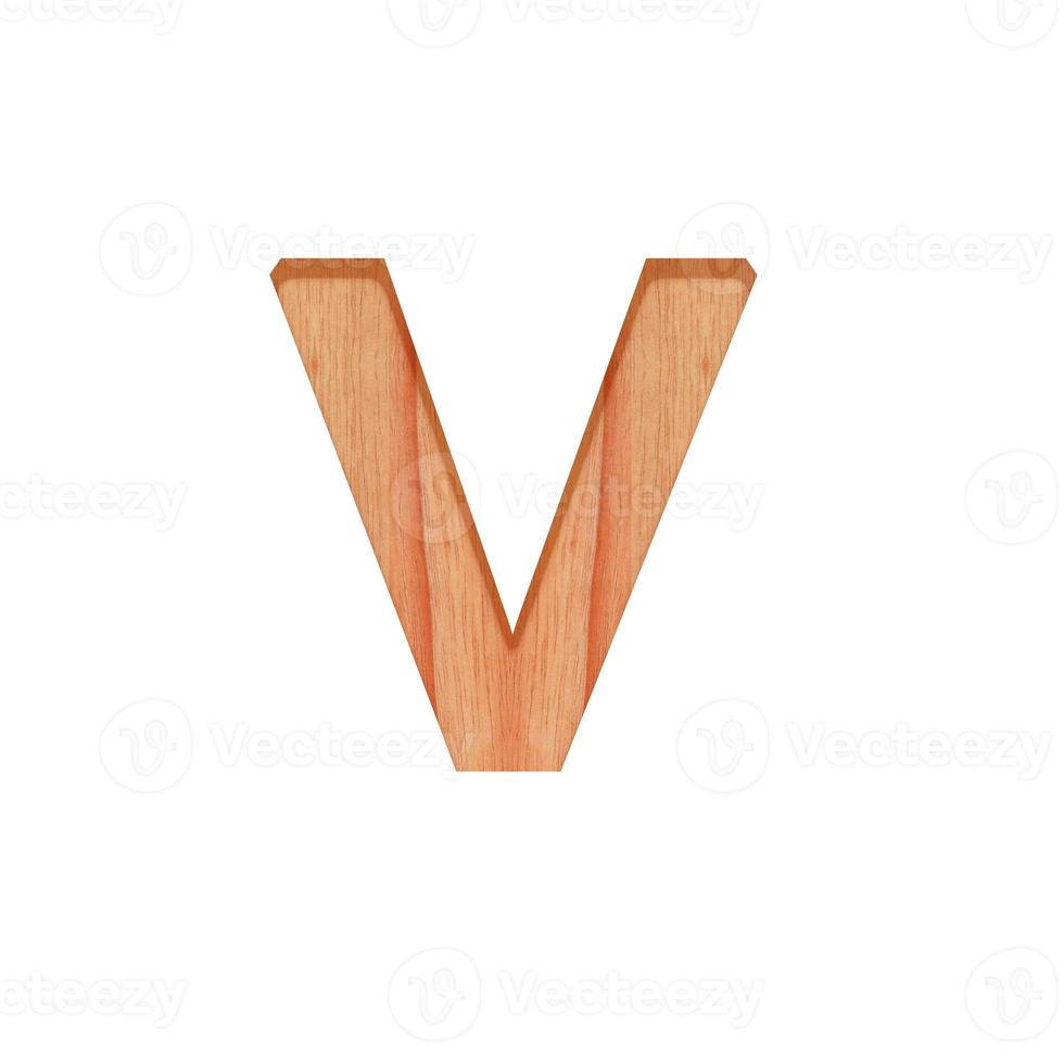 alphabet small wooden vintage. lowercase letter  pattern beautiful 3d isolated on white background design consonant v photo