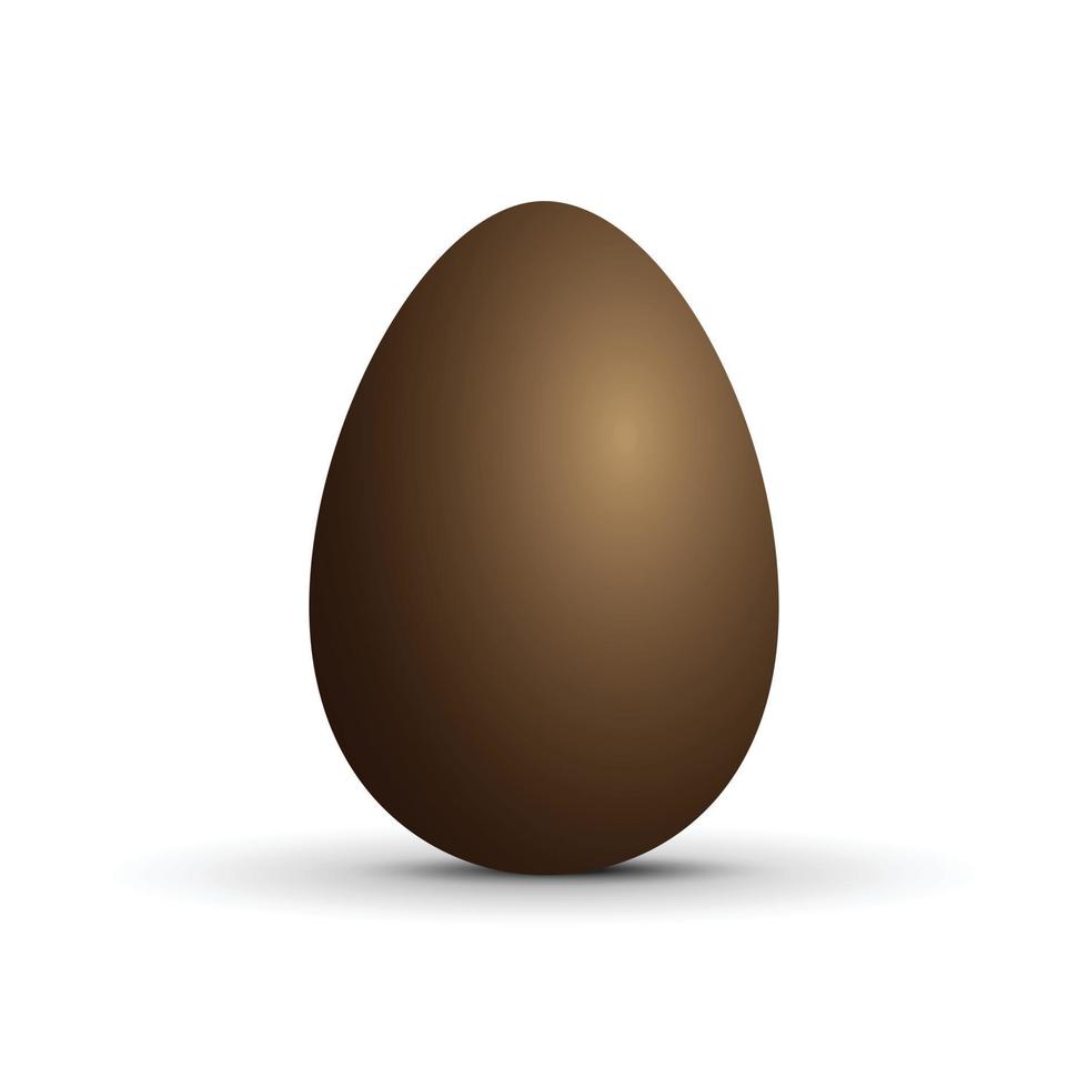 Brown sweet chocolate egg on white background. vector