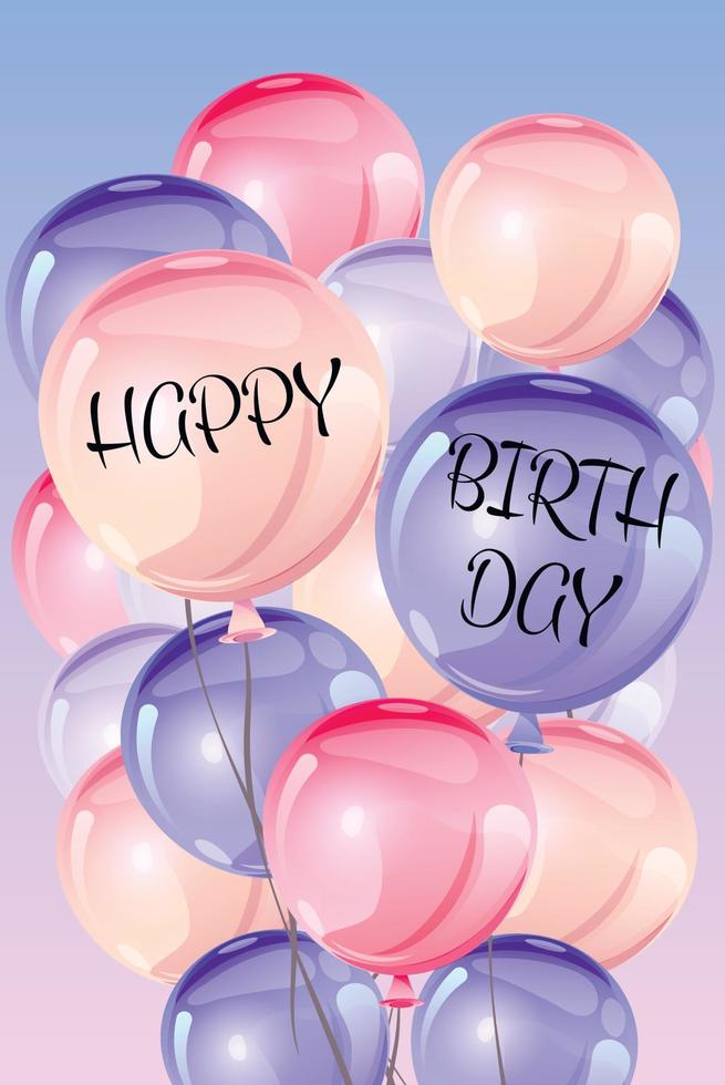 Birthday Greeting and Invitation Card. Happy birthday greeting template with balloons vector