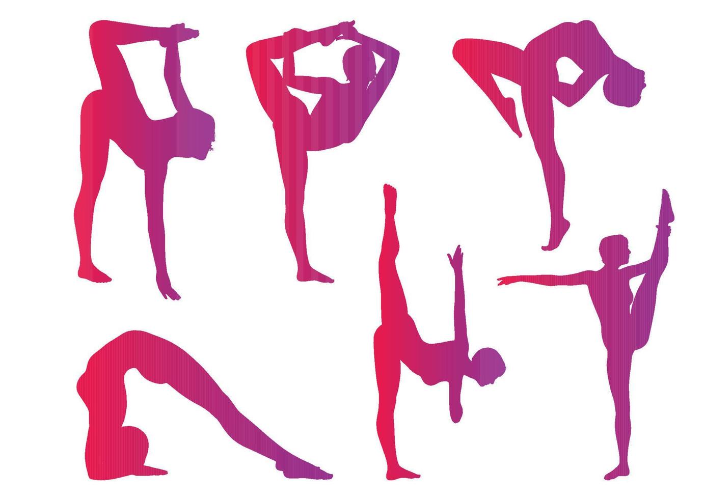 silhouettes of females in gymnastic poses vector