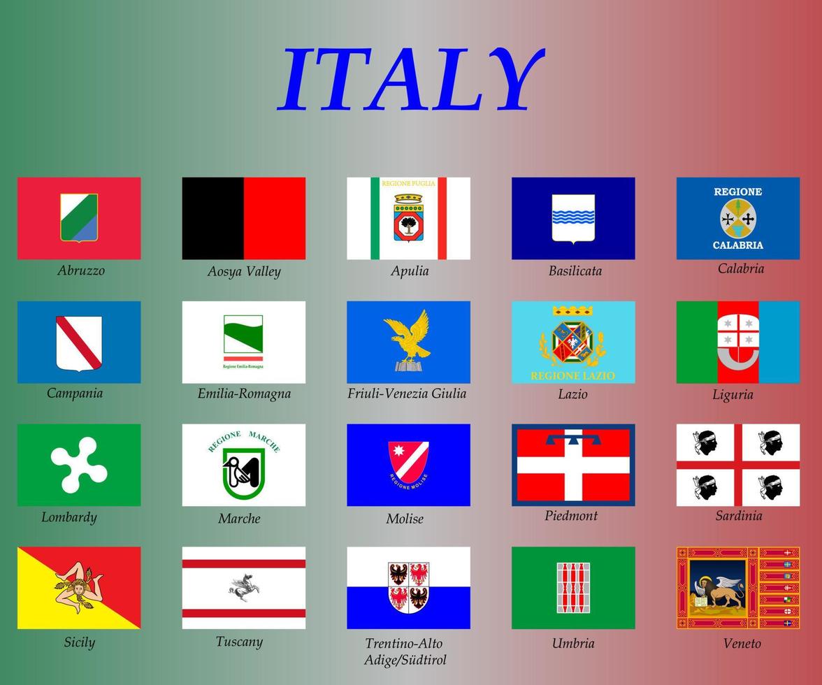 all flags of the Italy regions vector