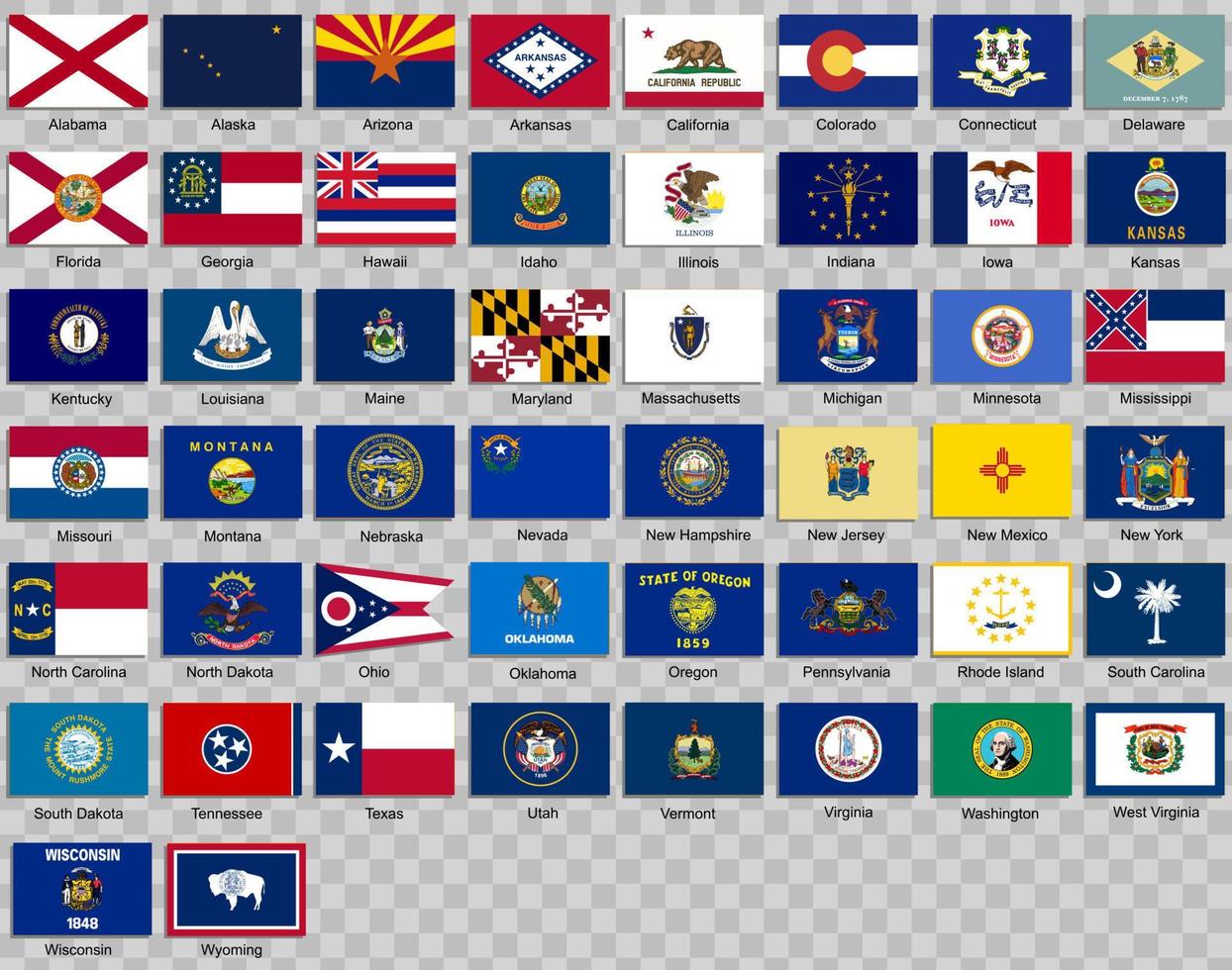 Flags of the states of USA vector