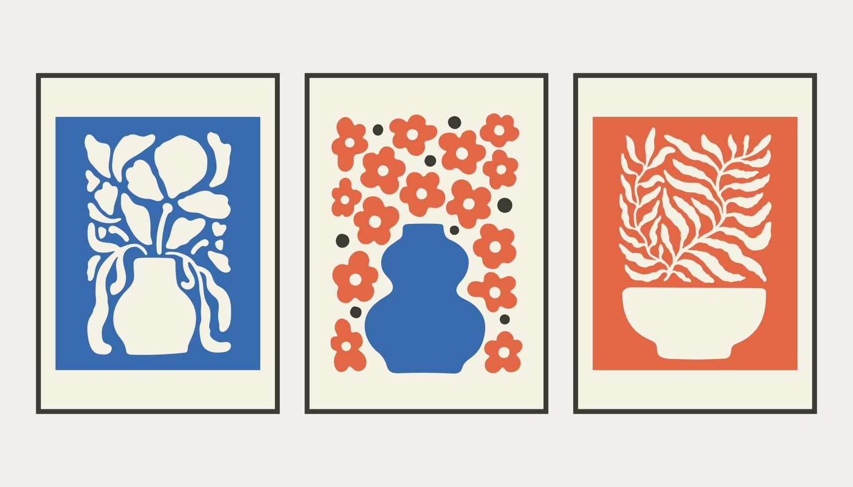 Matisse Abstract Art Set, Aesthetic Modern Art, Boho Decor, Minimalist Art, Illustration, Vector, Poster, Postcard. vector