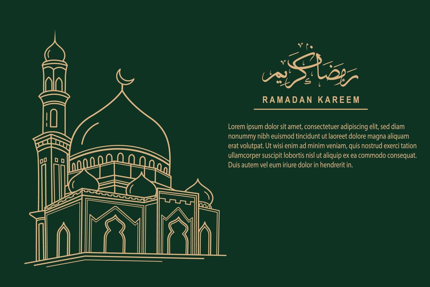 Design for Ramadan Kareem, Islamic Background line art style vector illustration
