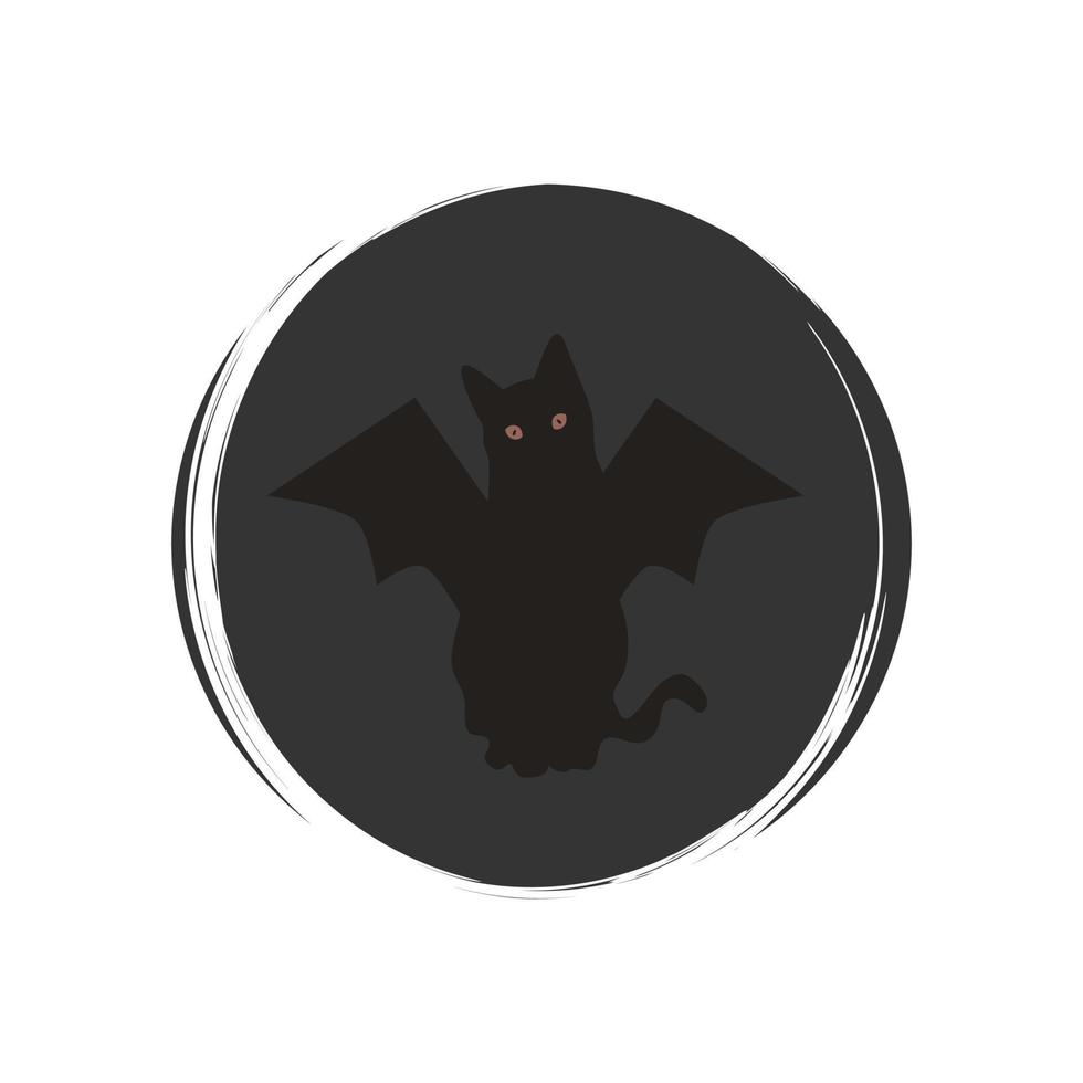 Cute esoteric magic halloween black cat icon vector, illustration on circle with brush texture, for social media story and instagram highlights vector