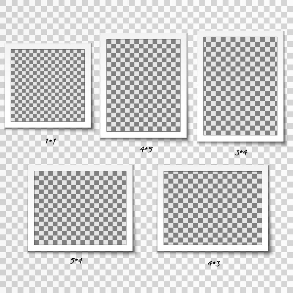 Set of retro realistic vector photo frame