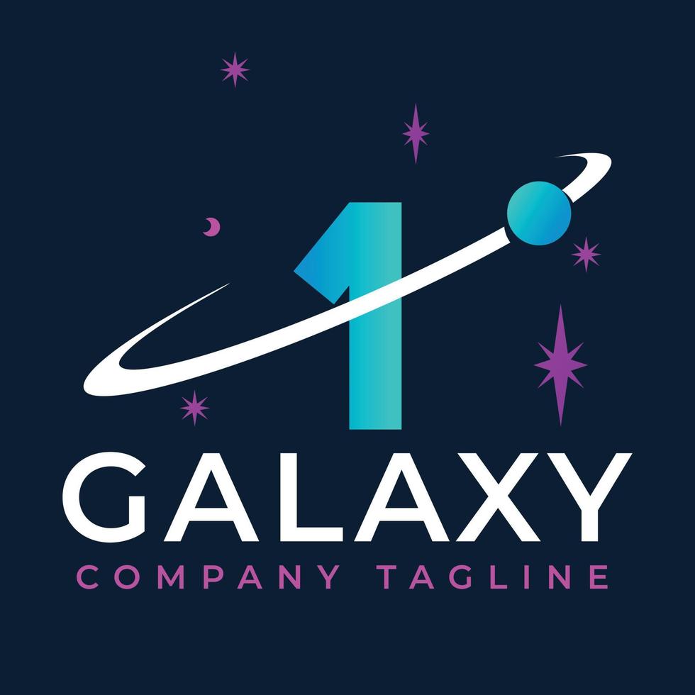 galaxia modelo en 1 carta. planeta logo diseño concepto vector